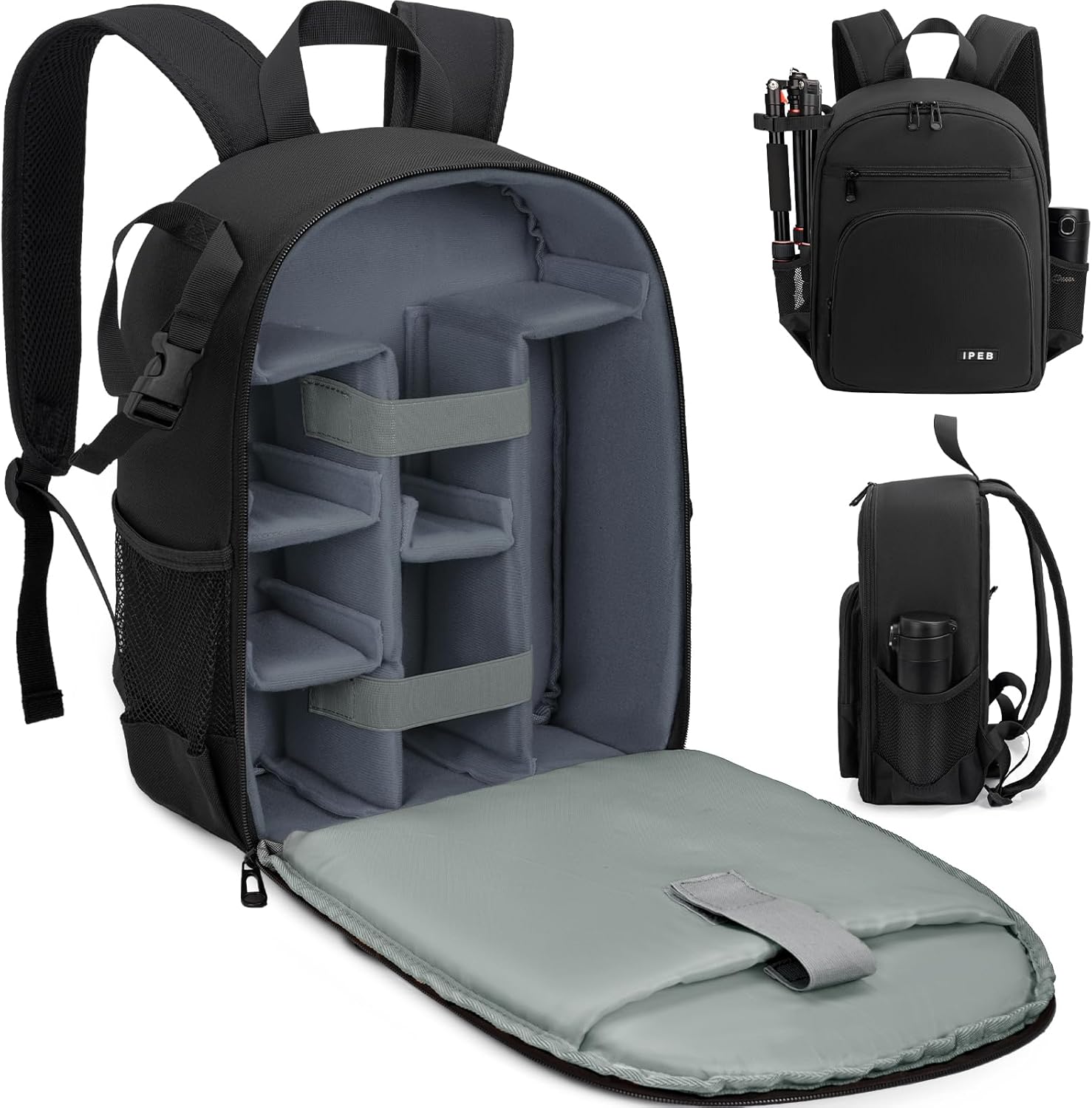 Camera Backpack for DSLR/SLR/Mirrorless Bag Professional Waterproof Camera Case 11"X5.9"X15" for Photographers Grey