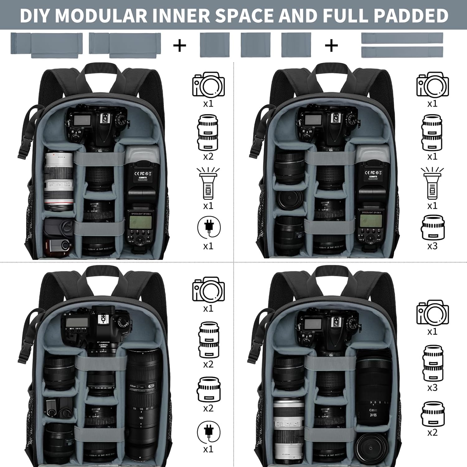 Camera Backpack for DSLR/SLR/Mirrorless Bag Professional Waterproof Camera Case 11"X5.9"X15" for Photographers Grey - Image 5