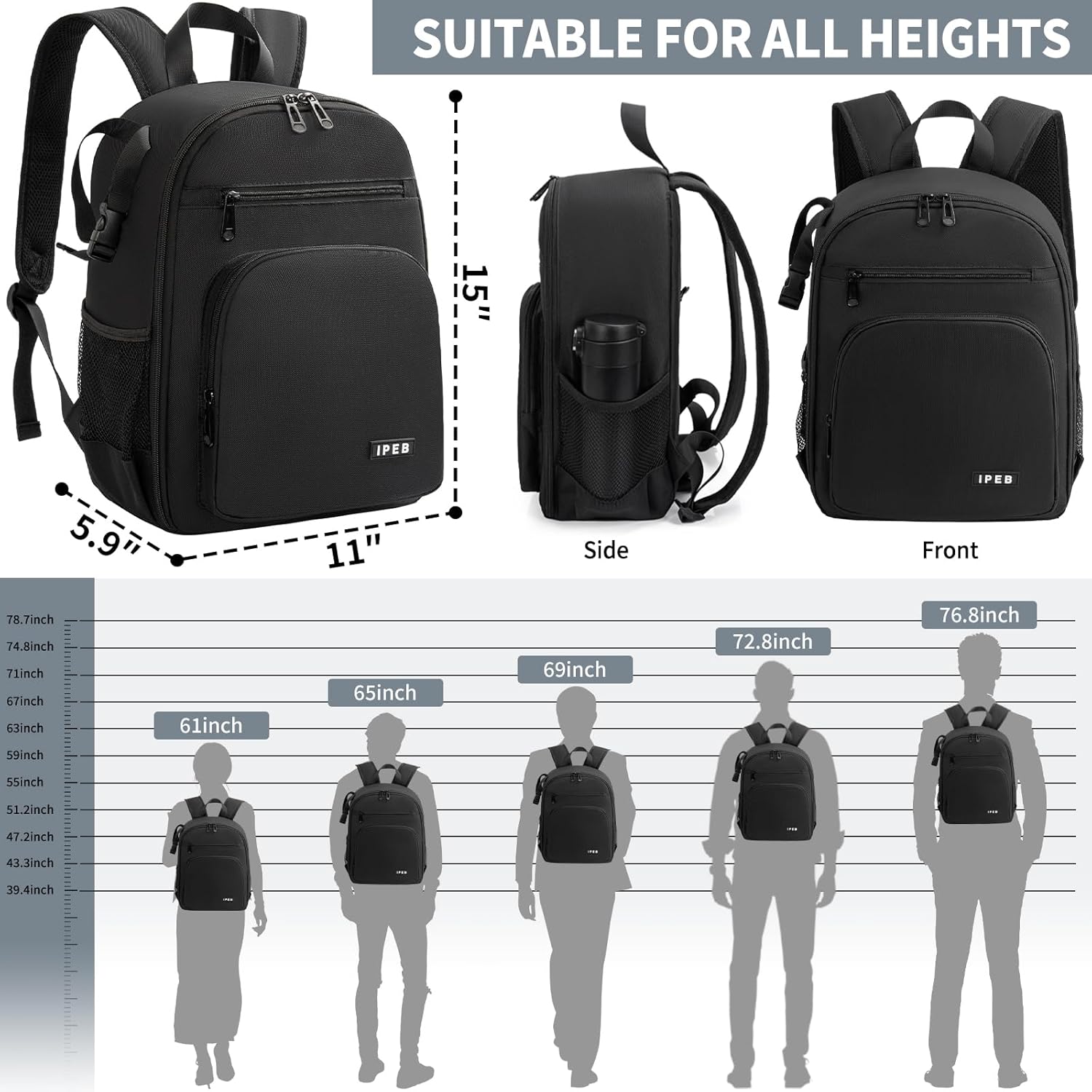 Camera Backpack for DSLR/SLR/Mirrorless Bag Professional Waterproof Camera Case 11"X5.9"X15" for Photographers Grey - Image 7