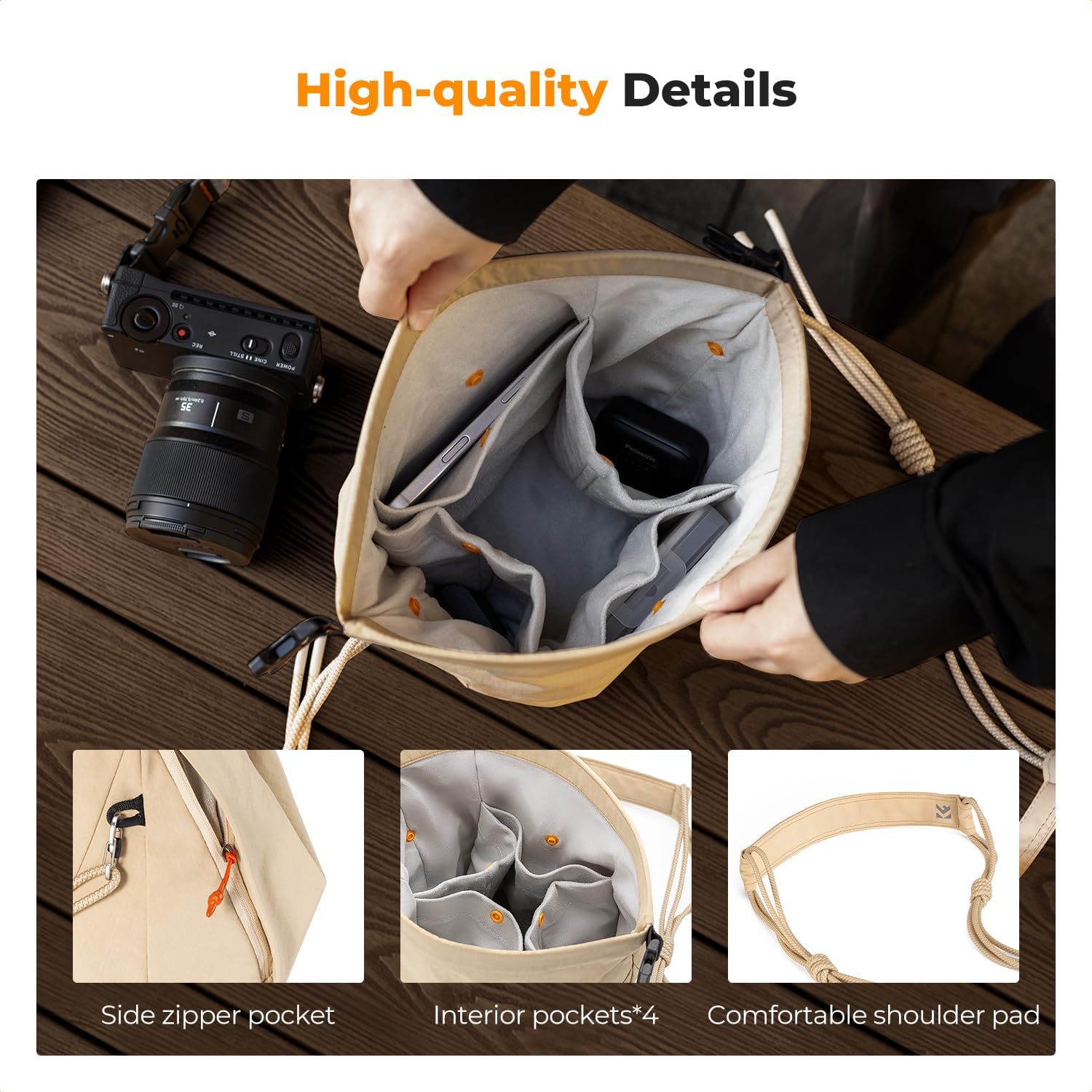 K&F Concept Camera Sling Bag Small Compact Case, Cute Soft Camera Pouch Handbag for Urban Street Photography - Image 4