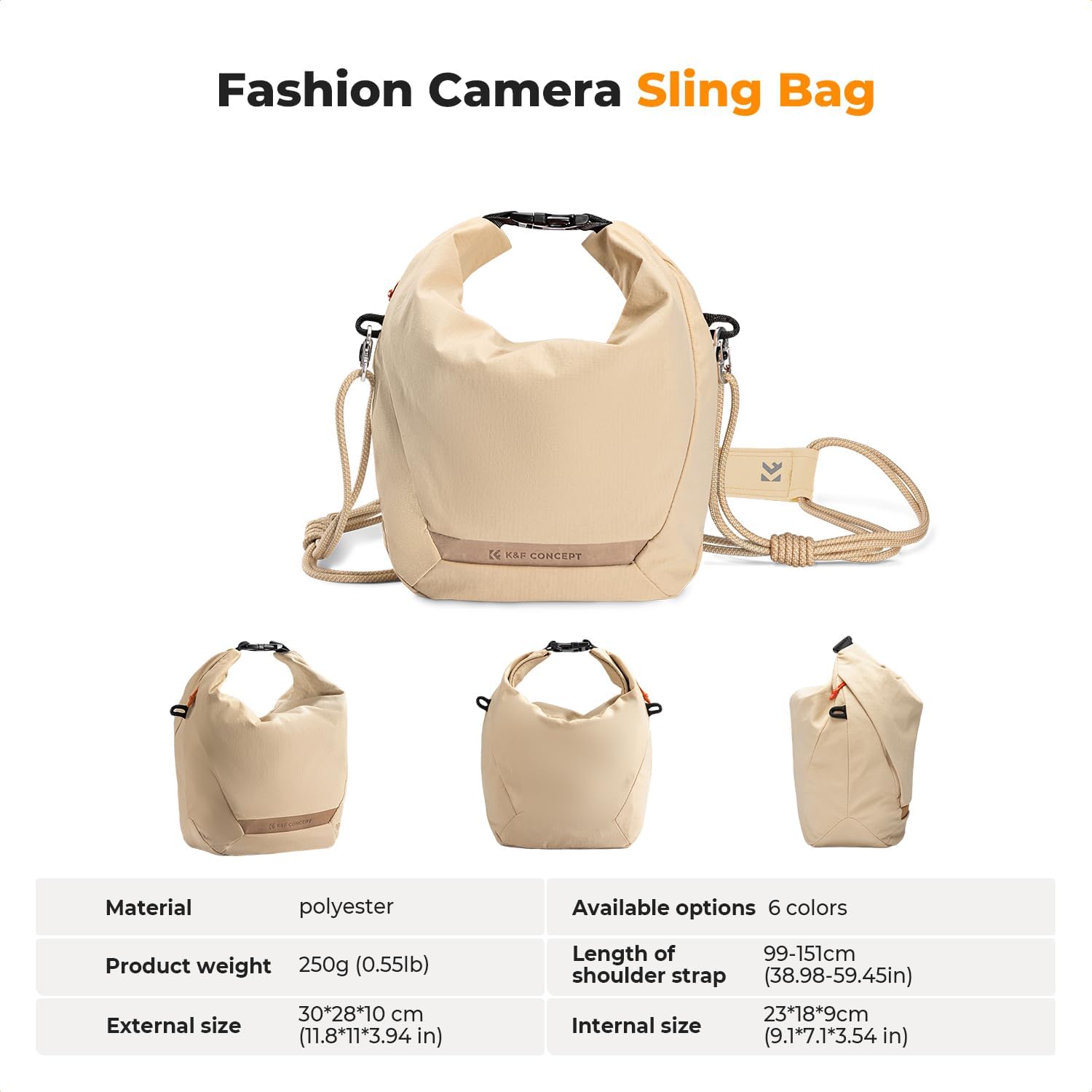 K&F Concept Camera Sling Bag Small Compact Case, Cute Soft Camera Pouch Handbag for Urban Street Photography - Image 7